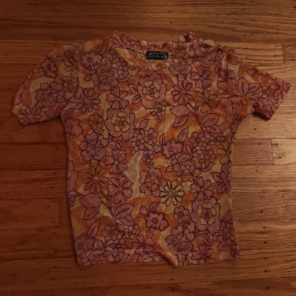 Y2k Floral Mesh Top